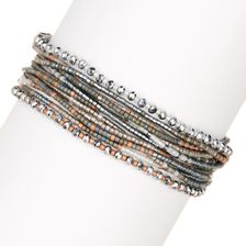 Chan Luu Multi Strand Seed Bead Bracelet GREY MIX