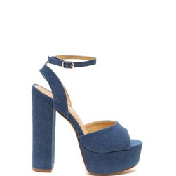 Incaltaminte Femei CheapChic 70s Bae Denim Chunky Platform Heels Denim