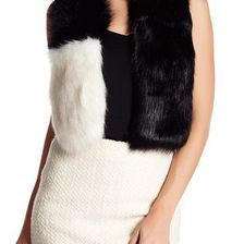 Accesorii Femei Free Press Two-Tone Faux Fur Oblong Scarf BLACK-WHITE