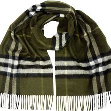Burberry Classic Cashmere Scarf in Check - Olive N/A