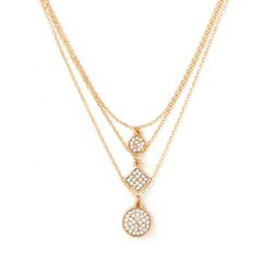 Bijuterii Femei Forever21 Rhinestone Layered Necklace Goldclear
