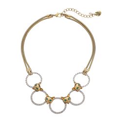Betsey Johnson Fox Trot Pave Ring Frontal Necklace Crystal