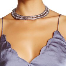 Free Press Frozen Chain Crystal Collar Necklace CLEAR-RHODIUM