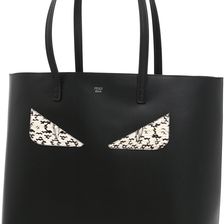 Fendi Ginevra Calfskin Shopping Bag NERO+NATUTALE+PALL