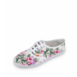 Tenisi albi cu imprimeu floral
