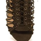 Incaltaminte Femei CheapChic Knot Again Chunky Caged Lace-up Heels Olive