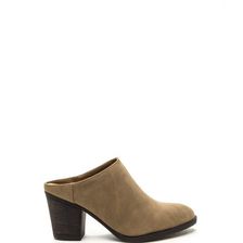 Incaltaminte Femei CheapChic Slip Away Chunky Faux Suede Mule Heels Taupe