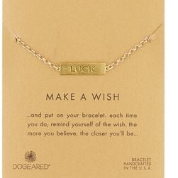 Dogeared Make a Wish 14K Gold Plated Sterling Silver Luck Plaque Bracelet GOLD