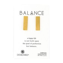 Dogeared Balance Wide Bar Stud Earrings Gold Dipped