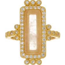 Bijuterii Femei Freida Rothman 14K Gold Plated Sterling Silver CZ Rose Quartz Bar Ring - Size 5 GOLD