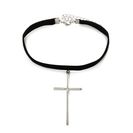 Bijuterii Femei Forever21 Cross Pendant Choker Silverblack