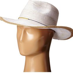 San Diego Hat Company MXM1018 Panama Fedora Hat with Gold Bead Trim White