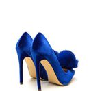 Incaltaminte Femei CheapChic You\'re Da Pom-pom Pointy Velvet Pumps Blue