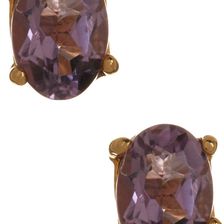 Savvy Cie 14K Gold Plated Sterling Silver Amethyst Stud Earrings yellow-purple