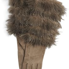 Ralph Lauren Feathered Suede Gloves Taupe