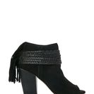 Incaltaminte Femei BCBGeneration Black Cinder Peep Toe Block Heel Fringe Booties Black