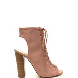 Incaltaminte Femei CheapChic Chic Outlook Lace-up Chunky Heels Mauve
