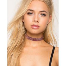 Bijuterii Femei CheapChic Pretty Punk Lurex Ribbon Choker Rose