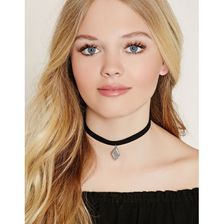 Bijuterii Femei Forever21 Faux Stone Pendant Choker Blackgrey