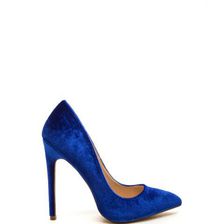 Incaltaminte Femei CheapChic Head To Toe Pointed Velvet Pumps Blue