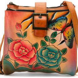 Anuschka Handbags Triple Compartment Travel Organizer Tan