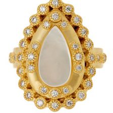 Bijuterii Femei Freida Rothman 14K Gold Plated Sterling Silver CZ Mother of Pearl Framed Ring - Size 8 GOLD