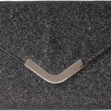 Jessica McClintock Lily Small Glittered Envelope Clutch Black