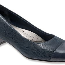 Trotters Danelle Dark Blue Patent Suede Lizard Leather/Pearlized Pa