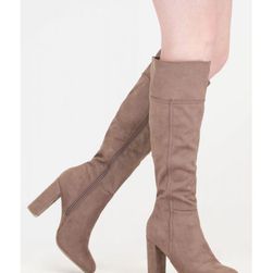 Incaltaminte Femei CheapChic Fierce Style Chunky Faux Suede Boots Taupe