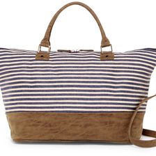 Deux Lux Stripe Weekend Bag COGNAC