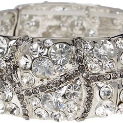 Natasha Accessories Crystal Stretch Bracelet SILVER
