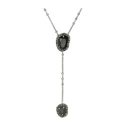 Sam Edelman Pave Stone Y 20" Necklace Rhodium/Grey