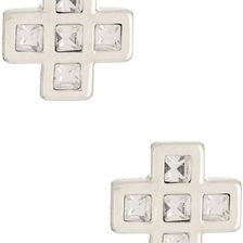 Marc by Marc Jacobs Crystal Cross & Clover Mismatched Stud Earrings CRYSTAL-ARGENTO