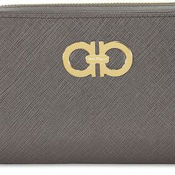 Ferragamo Salvatore Ferragamo Leather Zip Around Wallet - Cendre N/A