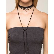 Bijuterii Femei CheapChic Rs Choker And V Wrap 2pc Choker Set Black Prt