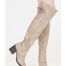 Incaltaminte Femei CheapChic Laces On Faux Leather Thigh-high Boots Taupe