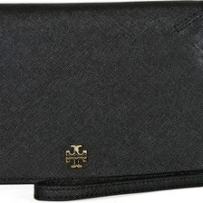 Tory Burch Robinson Saffiano Leather Wristlet - Black N/A