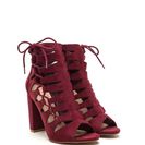 Incaltaminte Femei CheapChic Side Chick Laced-up Faux Suede Booties Burgundy