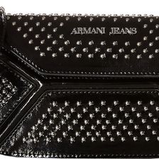 Armani Jeans Leather Continental Bag with Studs Black