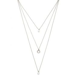 Bijuterii Femei Forever21 Faux Pearl Layered Necklace Silverclear