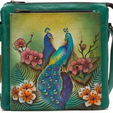 Anuschka Handbags Multi Compartment Saddle Bag Passionate Peacocks