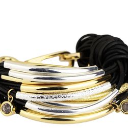 Saachi Black Multi-Bar Crystal String Bracelet BLACK