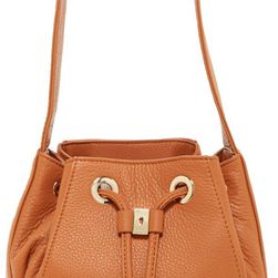 Vince Camuto Janet Leather Drawstring Handbag BROWN 03