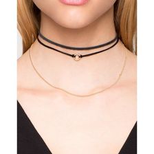 Bijuterii Femei CheapChic Circle Loop Chain Layer 2pc Choker Black
