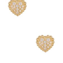 Bijuterii Femei Candela 10K Yellow Gold Pave Cubic Zirconia Heart Stud Earrings Clear