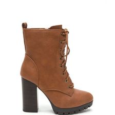 Incaltaminte Femei CheapChic Cool Combat Lace-up Lug Booties Whisky