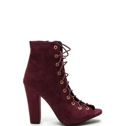 Incaltaminte Femei CheapChic Step Out Faux Suede Lace-up Chunky Heels Wine