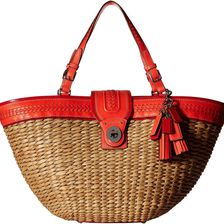 COACH Straw Editorial Extra Large Tote Tangerine
