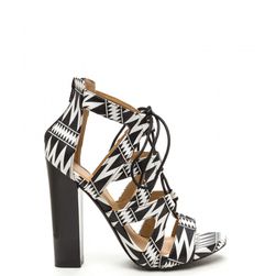 Incaltaminte Femei CheapChic Laced And Infused Chunky Printed Heels Black