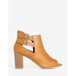 Incaltaminte Femei CheapChic Wilma-h Buckle Down Bootie Cognac